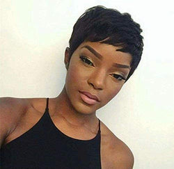 Yviann Pixie Cut Wigs Short Human Hair Wigs for Black Women Short Straight Black Ladies Wigs 1B Color