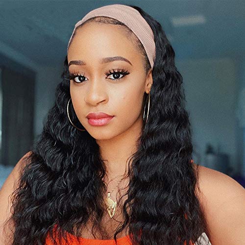 Yviann Water Wave Headband Wigs for Black Women Curly Wavy Synthetic Fiber Hair Headband Wigs Synthetic Hair Headband Wigs For Black Women Glueless Headband Wigs