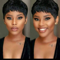 Yviann Short Black Human Hair Wigs Pixie Cut Wigs for Black Women Straight Brazilian Human Hair Wigs 1B Color