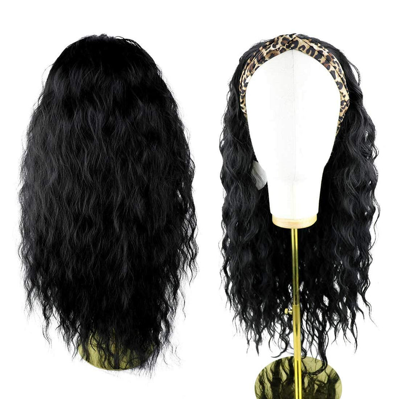 Yviann Water Wave Headband Wigs for Black Women Curly Wavy Synthetic Fiber Hair Headband Wigs Synthetic Hair Headband Wigs For Black Women Glueless Headband Wigs