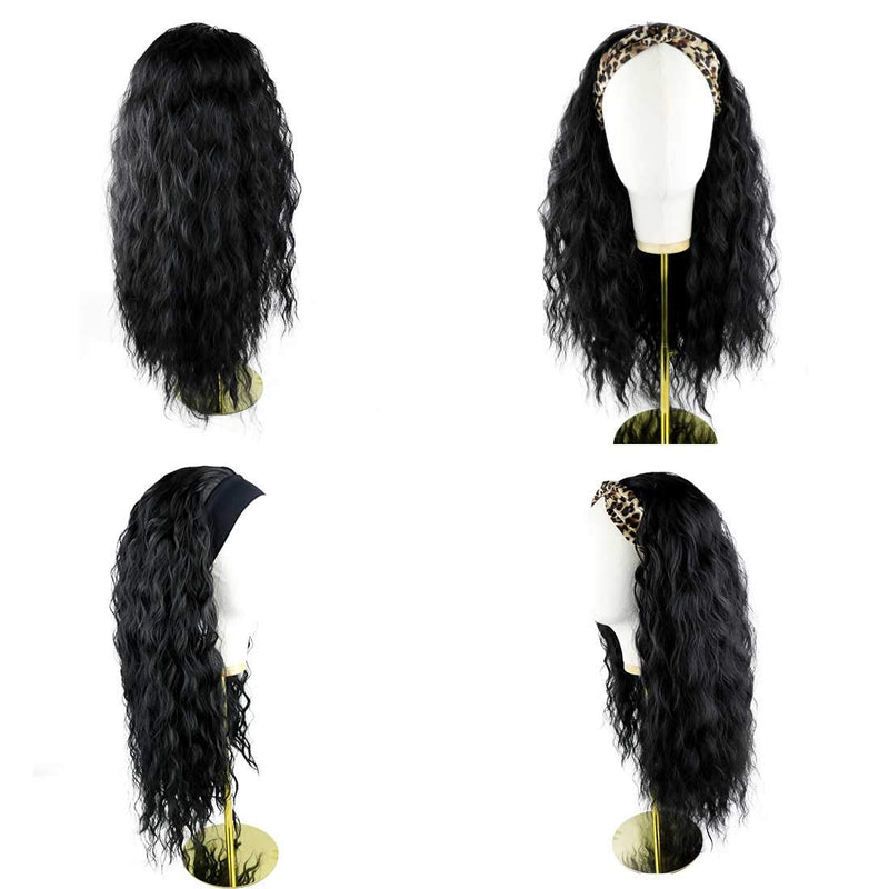 Yviann Water Wave Headband Wigs for Black Women Curly Wavy Synthetic Fiber Hair Headband Wigs Synthetic Hair Headband Wigs For Black Women Glueless Headband Wigs